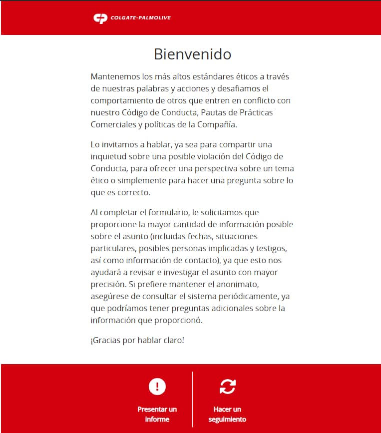 Informe relacionado a Ética y cumplimiento